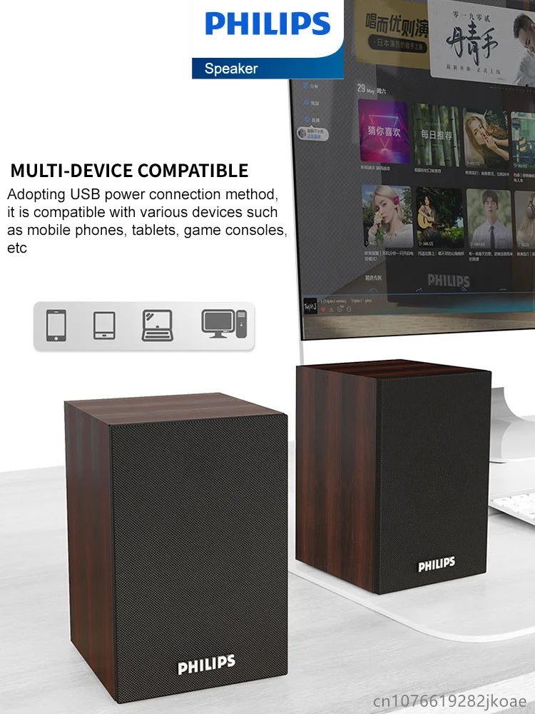 Philips SPA20 Bluetooth Speakers Outdoor Loudspeaker Music Player HiFi Stereo Sound Subwoofer for Computer Desktop Mobile Phone.