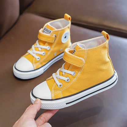 Children Canvas Shoes High-Top Boys and Girls Shoes White Board Shoes Small White Shoes New Kindergarten Baby Cloth Shoes