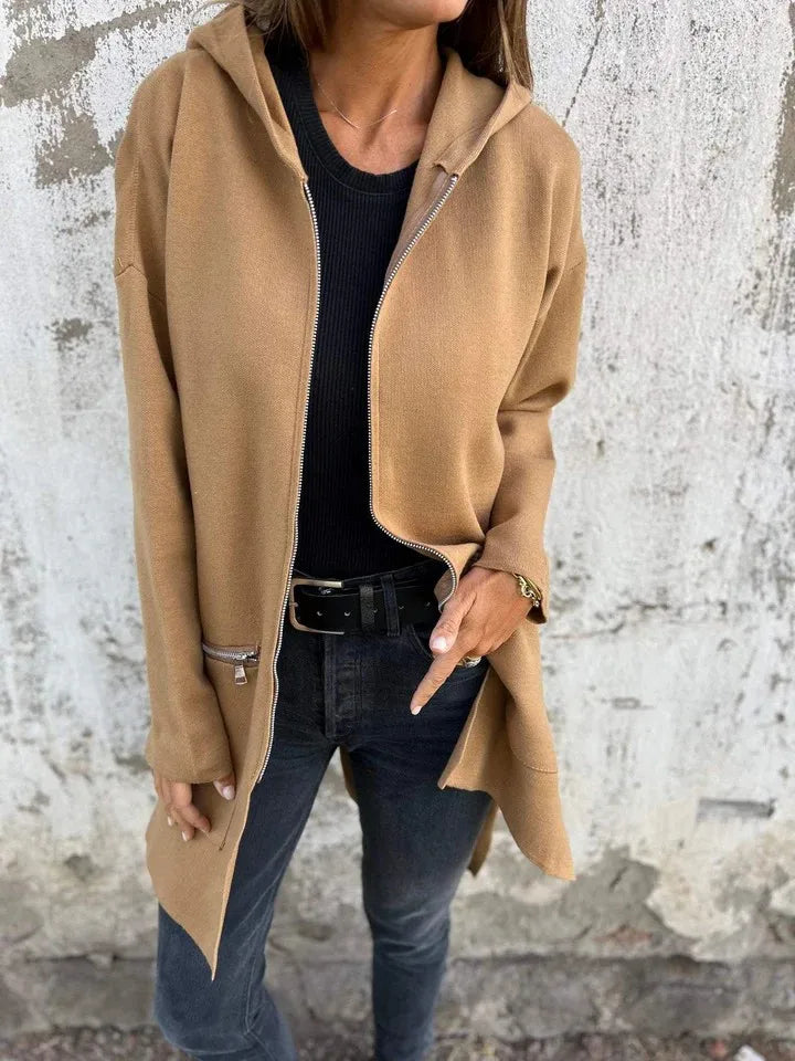 Herbst Winter Casual Zipper Mit Kapuze Jacke Frauen Langarm Strickjacke Mantel frauen Windjacke Beiläufige Gerade Jacken Rote Mäntel.