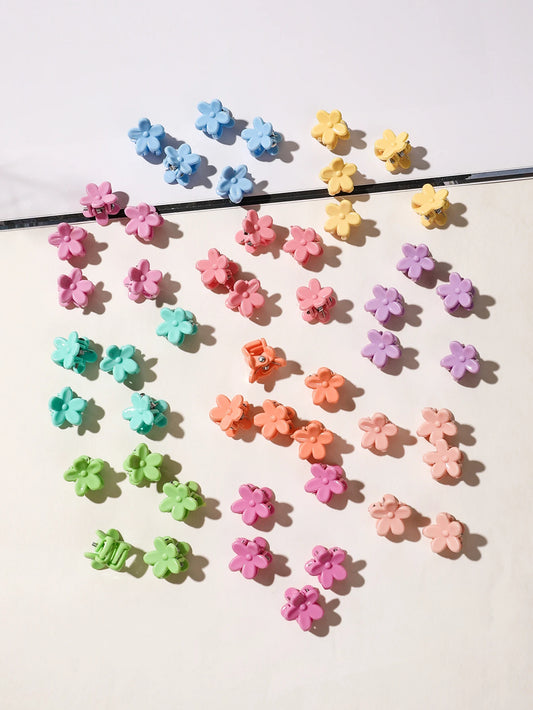 50Pcs Flower Hair Clips Multi color Mini Cute Hair Styling Accessories for Girls and Women Birthday Gifts,10 Colors at Least.