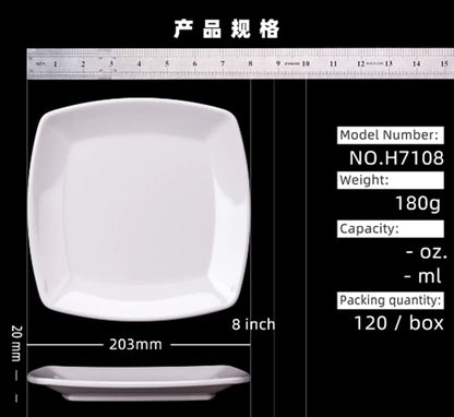 Square Melamine Dinner Plate Buffet Fast Food Trays Dishes Table Tableware Services Menu Plate Hotel Deep Side Dish Dinnerware.