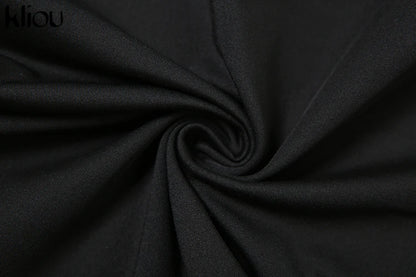 kliou Classic Solid Women Bodysuits Autumn All-matched Stacked Ruched Incline Shoulder Skinny Rompers Female Trend Street  Tops.