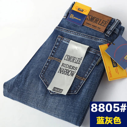Csmor Lee Men's Jean Autumn Winter Loose-fit Straight-leg Trendy Pants Casual Denim Trousers Men Classic Stretch Jeans Fashion.