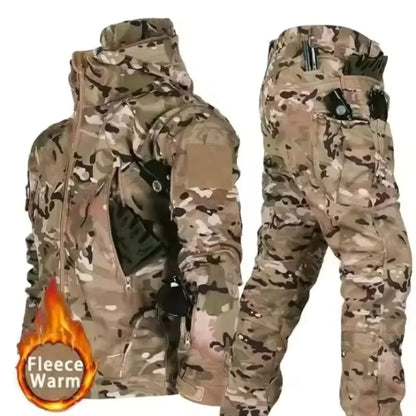 Winter autumn fleece warm waterproof suit men's jacket tactical outdoor hiking fishing camping sportswear jacket.