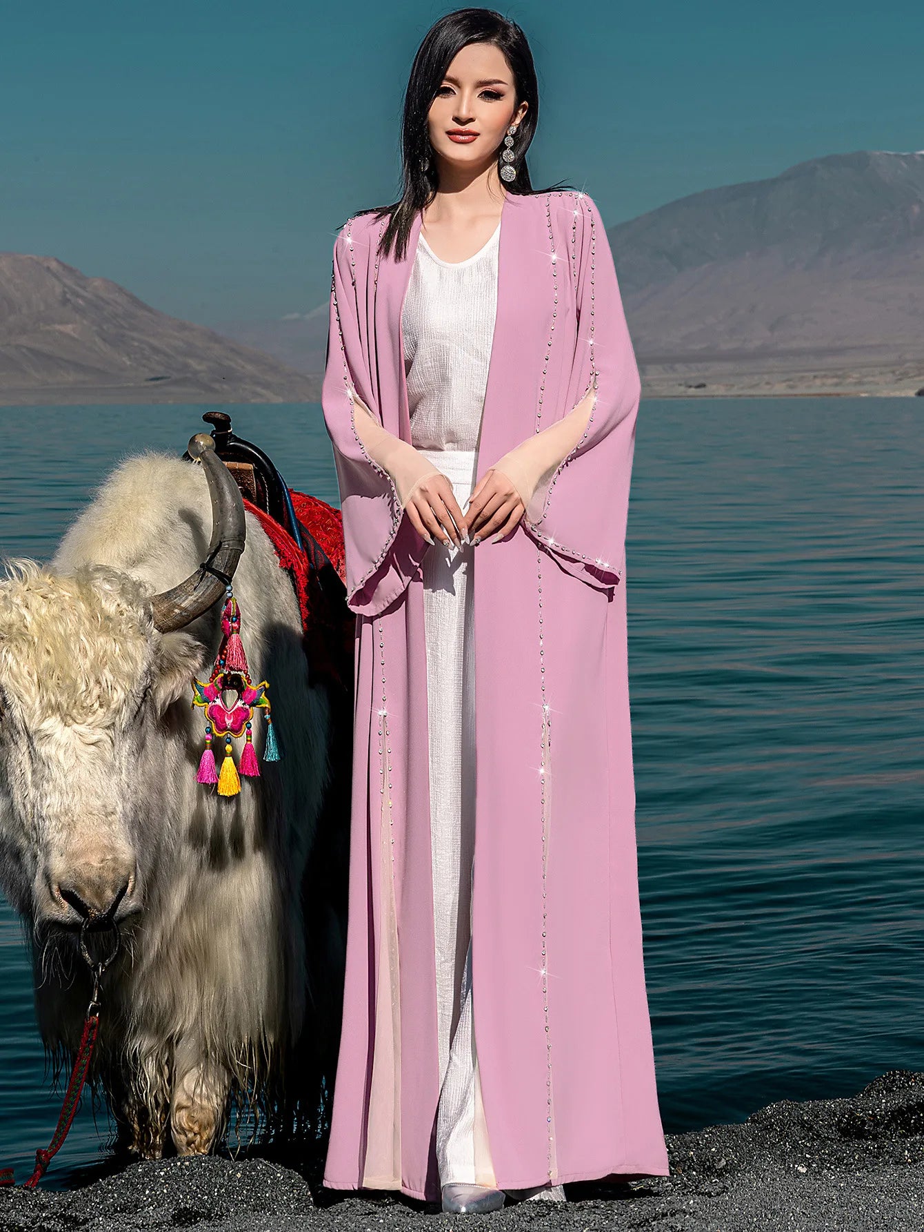 Eid Diamonds Abayas for Women 2025 Fashion Muslim Dress Dubai Open Abaya Kebaya Kimono Jalabiya Caftan Marocain Femme Robe Gown