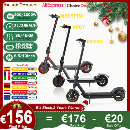 JUICEASE Adult Electric Scooter 31/35km/h 500W/1000W 35KM/50KM Long Range 8.5/10Inch Tyre 10.5/14.5Ah Large Battery Kick Scooter.