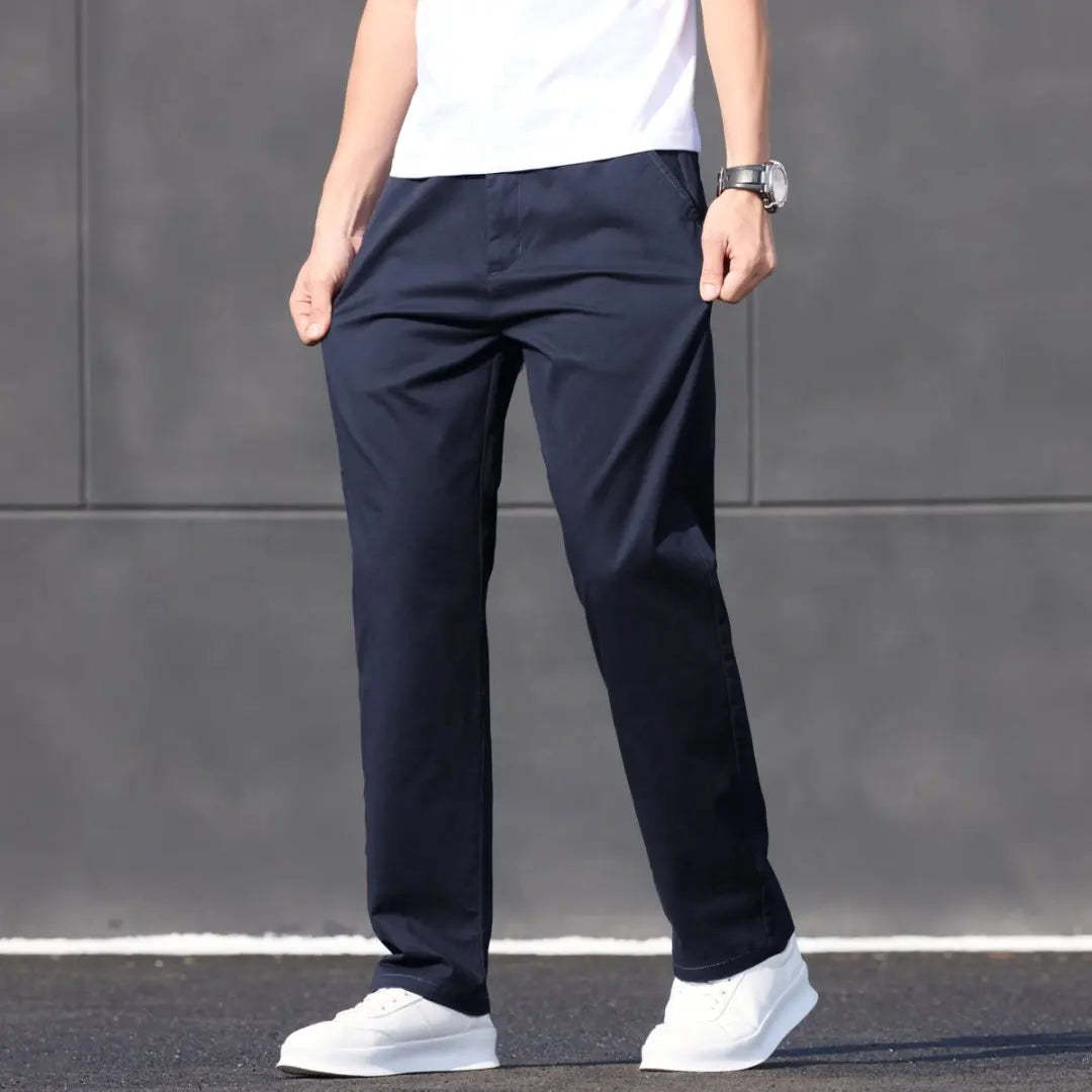 2025 Stretch Men Pants Straight Fit Cotton Golf Trouser Male Spring Summer Formal Dress Office Work Casual Black Navy Blue Khaki.