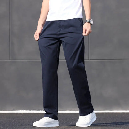 2025 Stretch Men Pants Straight Fit Cotton Golf Trouser Male Spring Summer Formal Dress Office Work Casual Black Navy Blue Khaki.