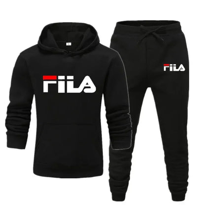 A new men's Spring and Autumn 2025 pullover hoodie + sweatpants two-piece fitness, fashion and casual jogging set.