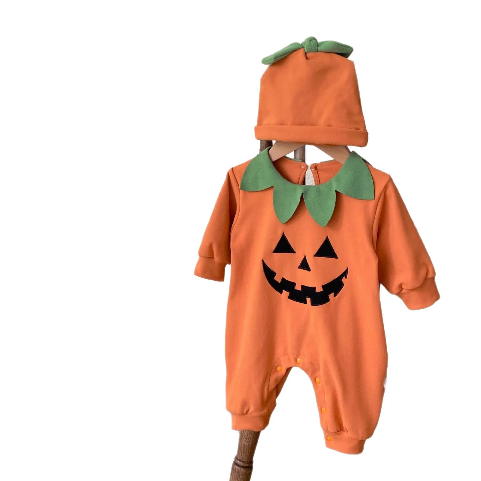 Catton Kürbis Smiley Halloween Baby Neugeborene Kleidung Baumwolle Langarm Strampler mit Hut Zweiteilige Sets Outfits Party Overall.