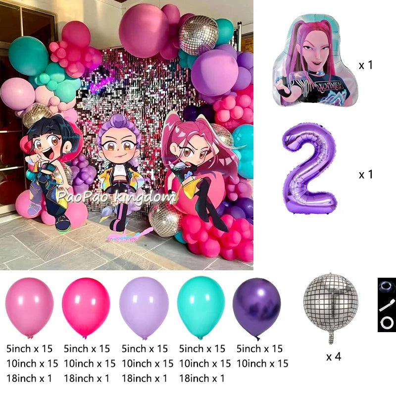 Kpop Dämonenjäger Themen Mädchen Geburtstag Luftballons Dekoration Anzahl Ballon Partyzubehör Babyparty Film Halloween Ballon