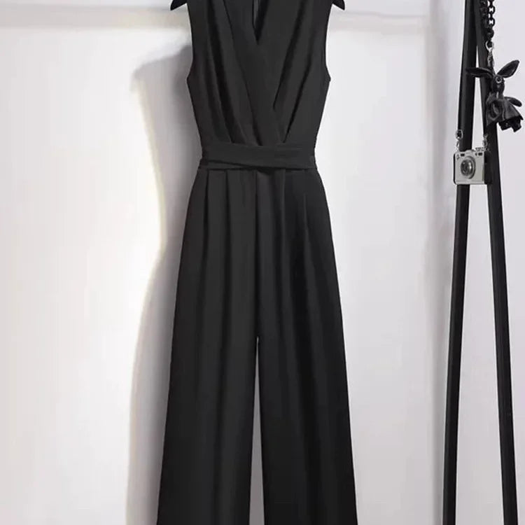 Women's New Summer High Waist Slimming One-Piece Pants Suits Drapey Sleeveless Long Gowns Fashionable Chinese Brand.