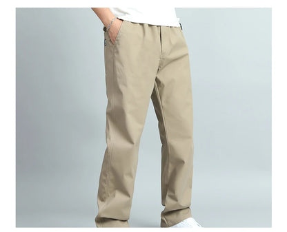 Big Size Men's Casual Cotton Trousers Loose Fit Straight Pants Multi Pocket Big Man Long Pants Mens Jogger Pants Summer Autumn.