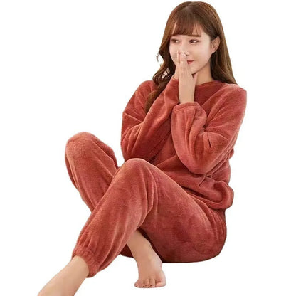 Damen-Pyjama-Set aus Korallensamt, verdickt, warm, Homewear, Herbst-Winter, Umstands-Loungewear, weiche Nachtwäsche, Geschenk für neue Mütter.