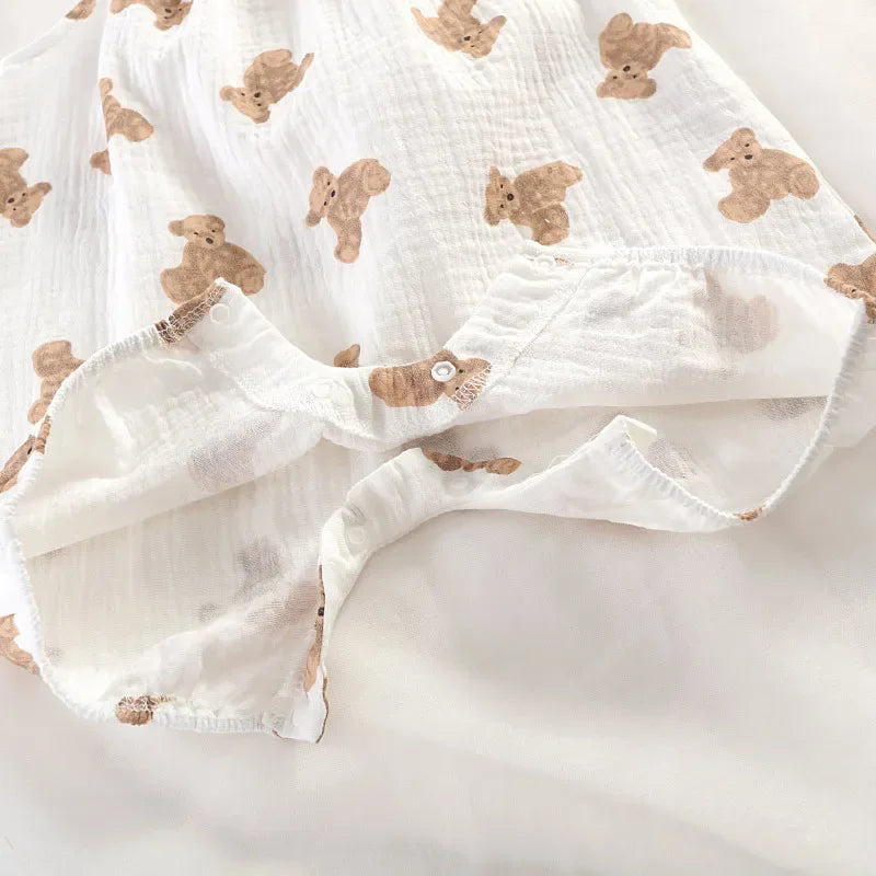 Neugeborene Baby Sommer dünne Bodysuit Mädchen ärmellose Hosenträger Stram pler Anzug Jungen niedlichen Stickerei Cartoon Pyjama Hut 2 Stück Set.