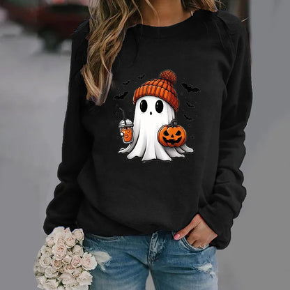 Niedliche Geister muster Pullover Frauen lässig Halloween Geist Harajuku Pullover fallen Frauen Tops.