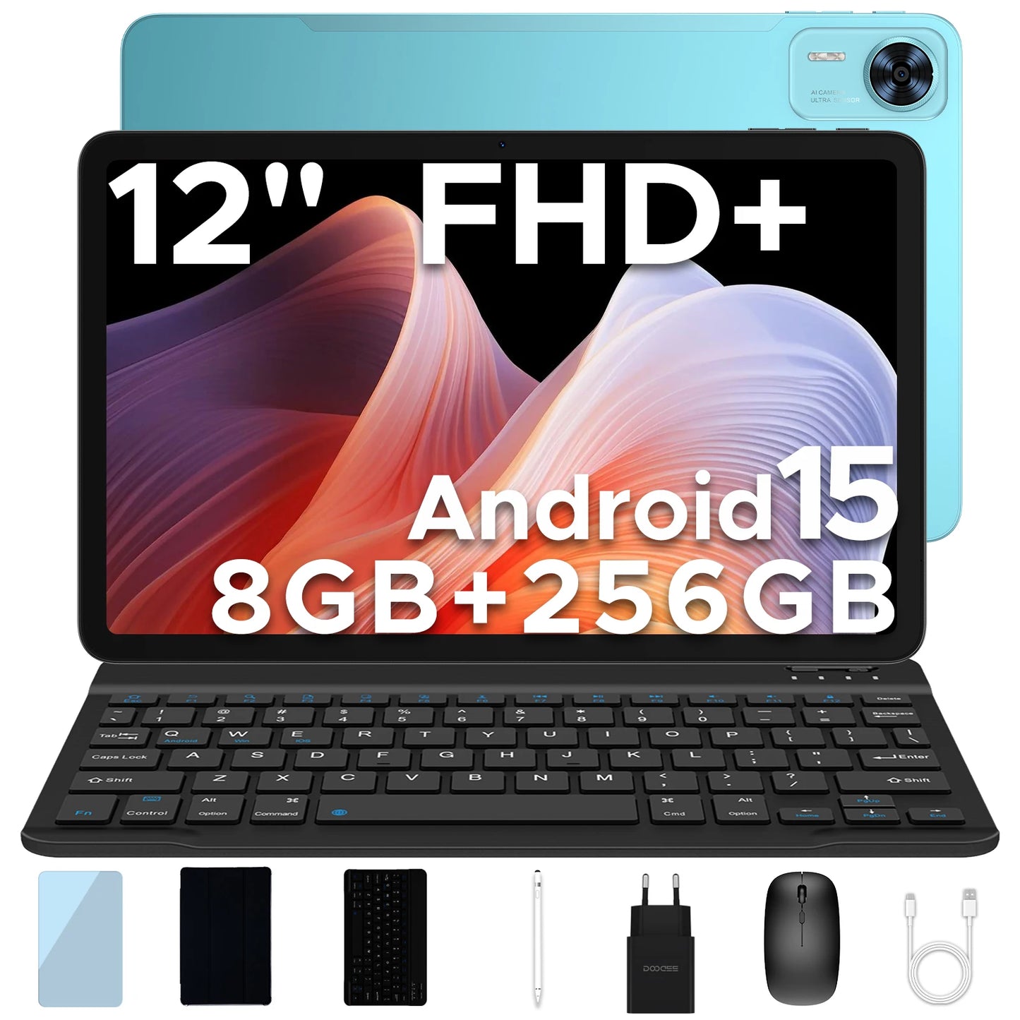 DOOGEE T36 Smart Tablet PC Android 15 12'' Display 32GB RAM (8GB+24GB) 256GB Unisoc T620 Octa Core 8800mAh Battery Widevine L1