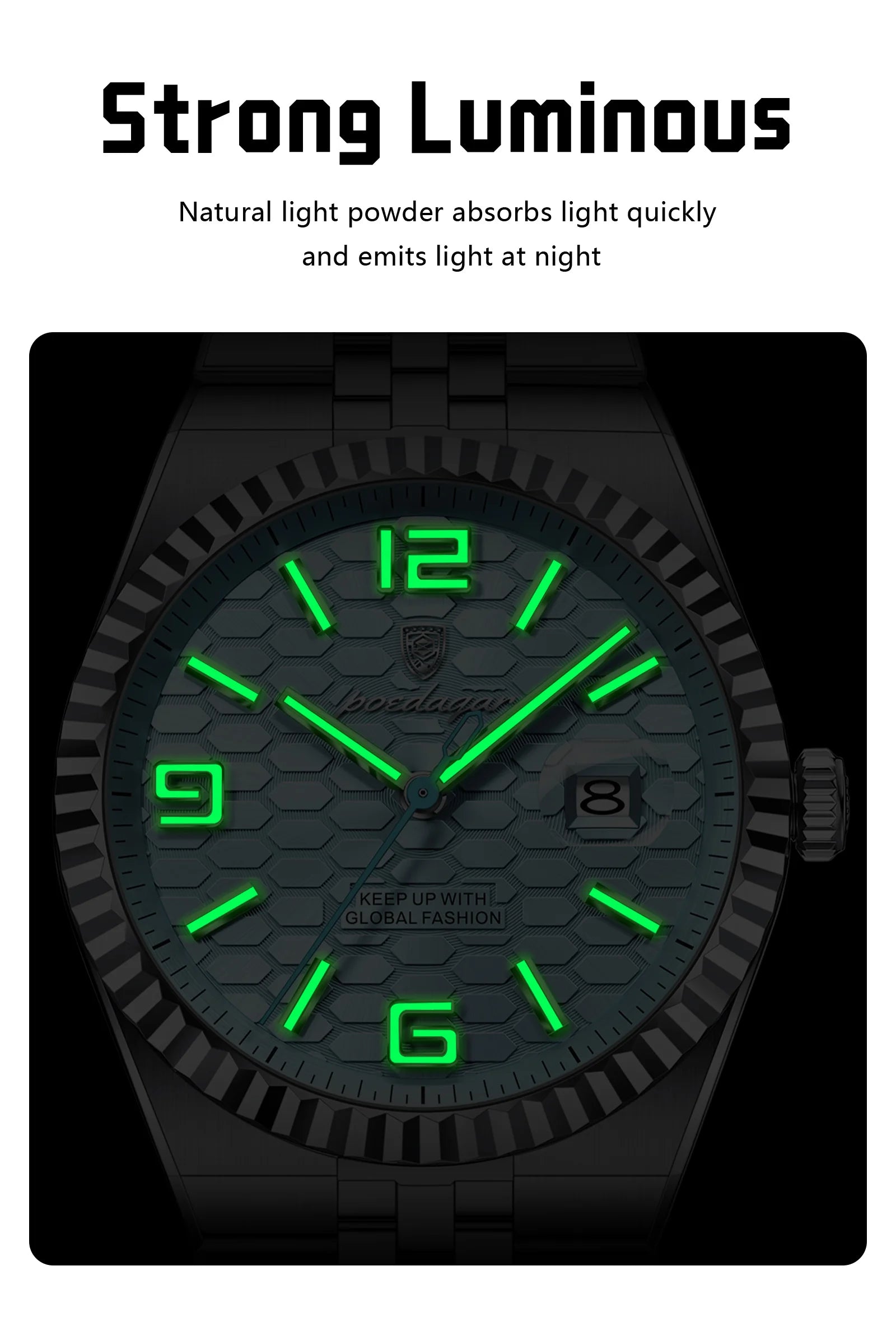 POEDAGAR High Quality Original Men Clock Waterproof Luminous Date Luxury Man Watch Stainless Steel Quartz Men's Watches Male+Box.