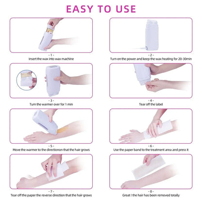 Honey Epilatory Waxing Kit Depilatory Roll on Wax Heater Machine with Refillable Wax Cream&100PCS Waxing Papers For Hair Removal.