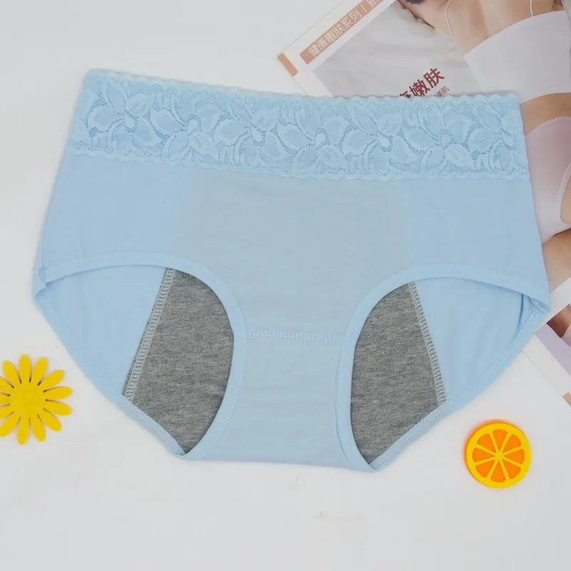 3 Pcs Women's Cotton Briefs Menstruation Underwear Leak Proof Sanitary  With Menstrual Bamboo Fancy Low Waist Slimming Panties.
