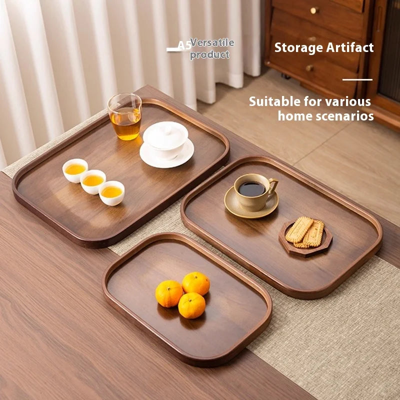 Gianxi Japanese Bamboo Household Tray Rectangular Hotel Solid Wood Dinner Plate Afternoon Tea Dessert Dim Sum Plate Tea Tray.