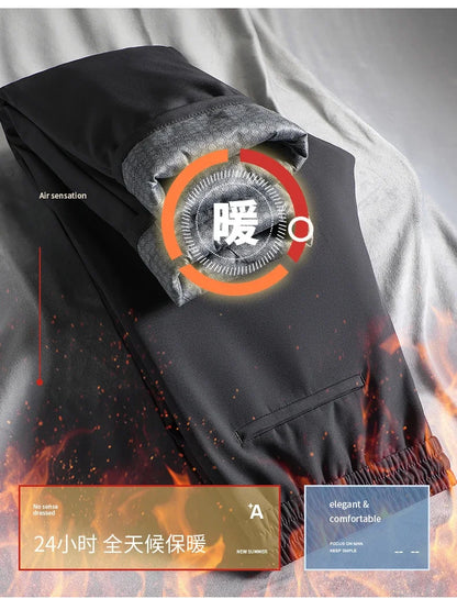 New Winter Men's Down Pants High Quality Thick Warm Goose Down Padded Business Casual Pants for Male Fashion Trousers Outerwear.