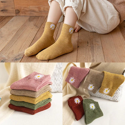 5Pairs/Lot Cartoon Stripe Kids Socks Casual Baby Girls Boys Cotton Spring Autumn Toddler Knitted Children Socks For 1-8Years.