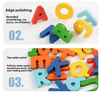 Montessori Toys Letter Numbers Wooden Puzzle Sorting Math Bricks Preschool Early Learning Educational Toys for Children.