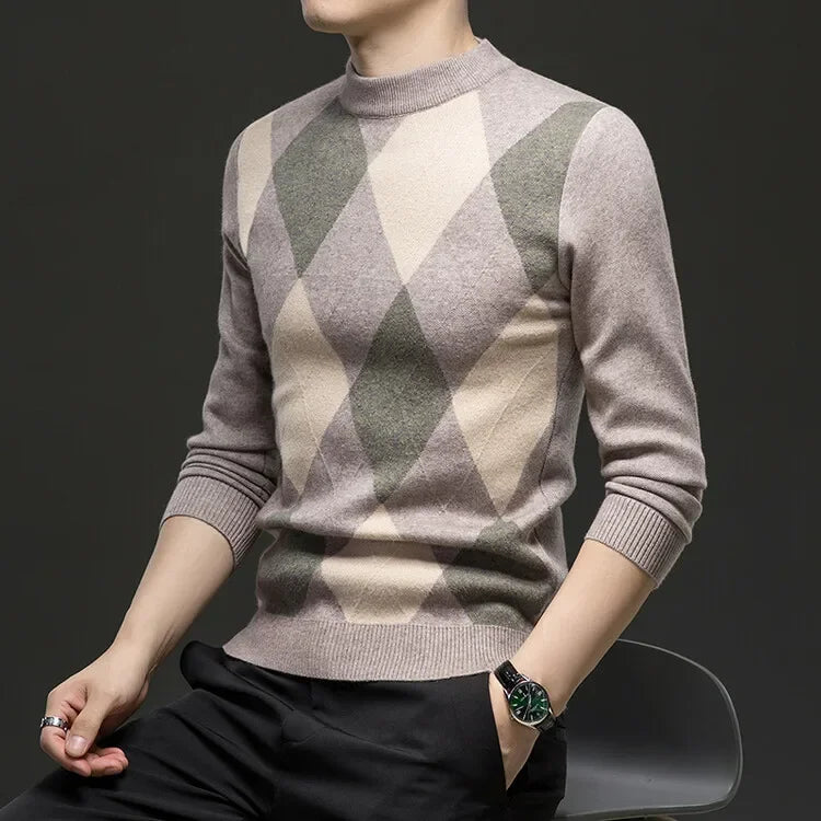 New High Quality Men's  Fashion Business Casual Knitted Sweater Warm Pullover Tops Mens Clothes.