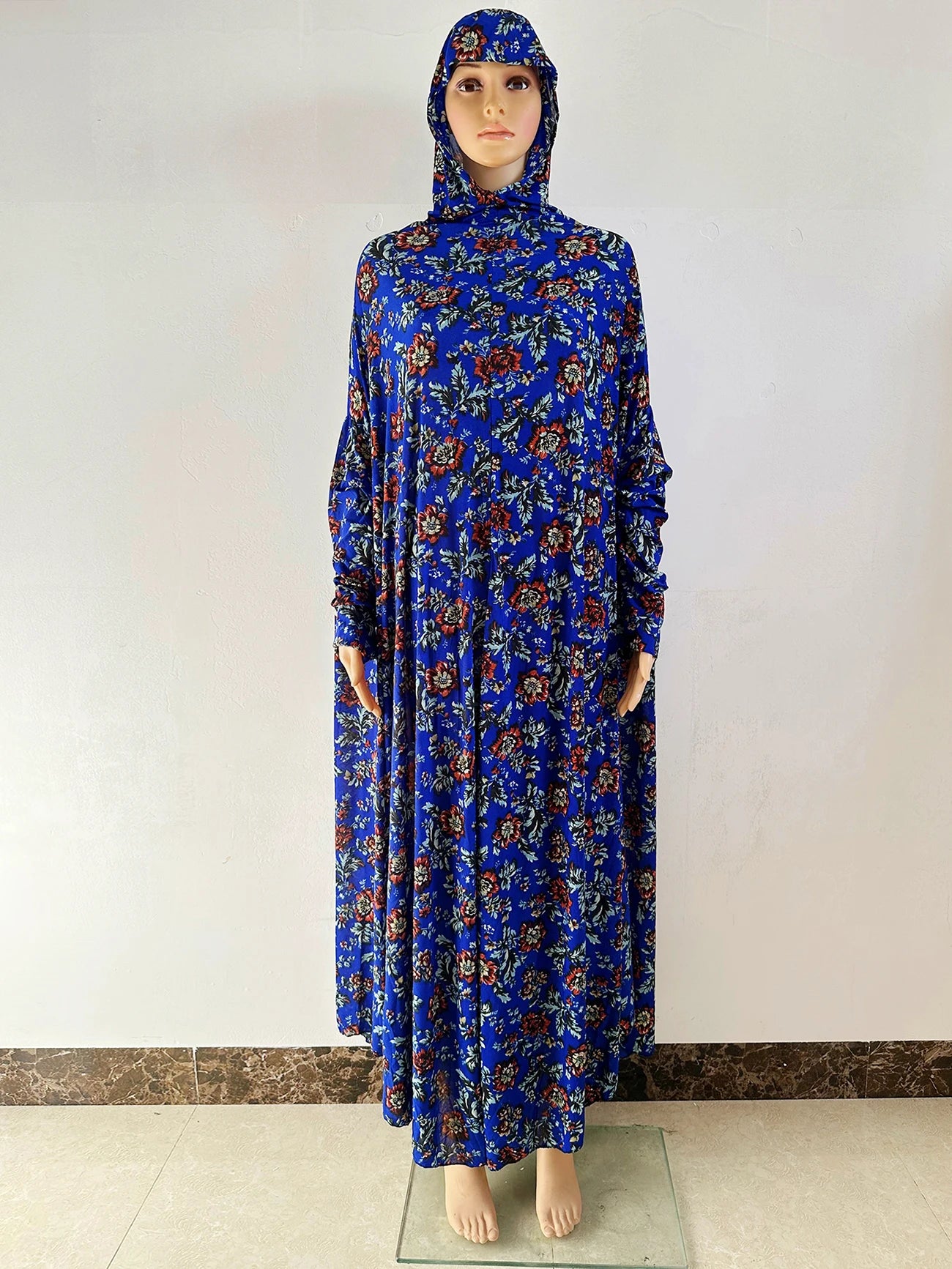 6XL  Muslim Womens Hooded Abaya African Sleeveless Prayer Garment Kaftan Dress With Hijab Floral Dubai Saudi Robe Ramadan
