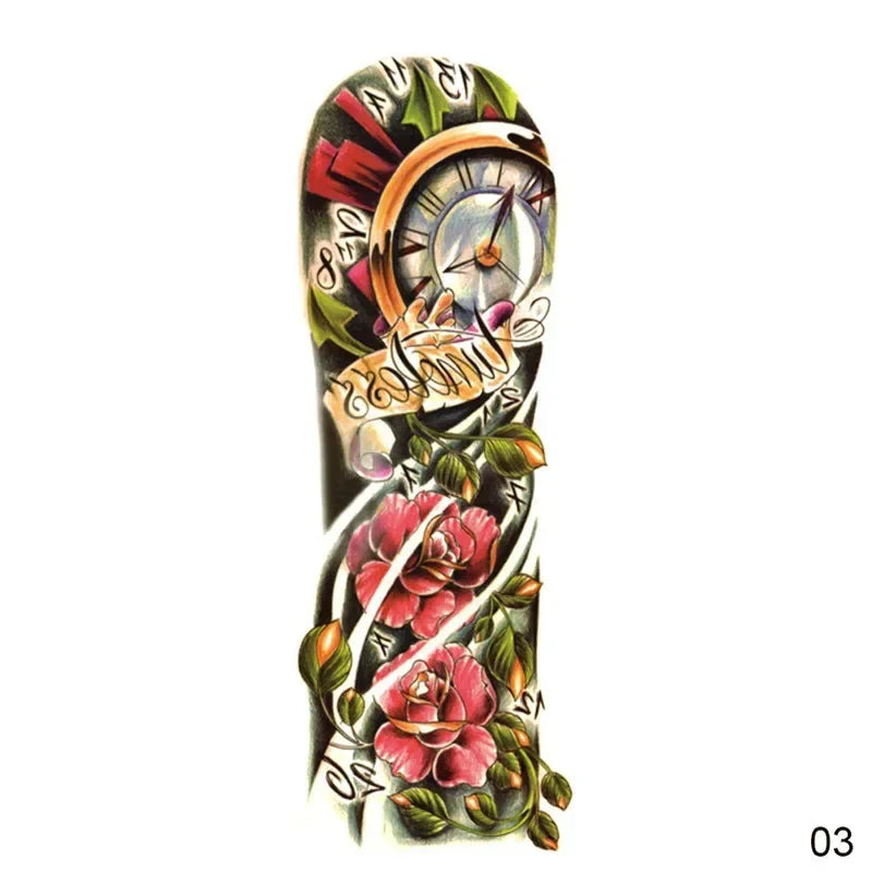 16 Designs Full Arm Temporary Tattoo Sleeve Waterproof Tattoos For Cool Men Women Tattoos Stickers On The Body Art #272596.