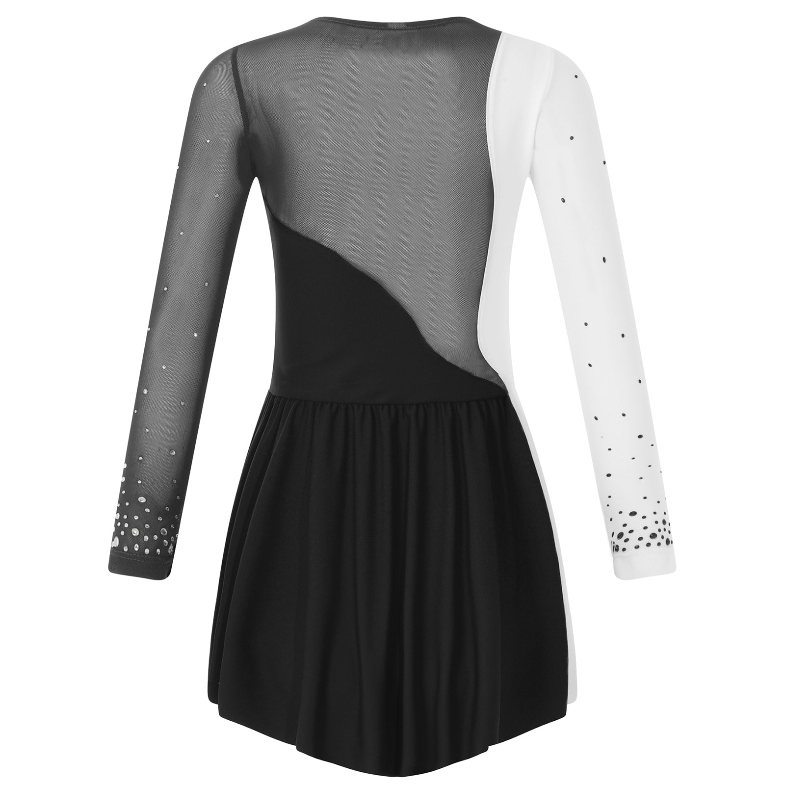6-16Y Mädchen Eiskunstlauf Tanz Kleid Ballett Gymnastik Trikot Langarm Shiny Strass Sheer Mesh Leistung Dancewear.