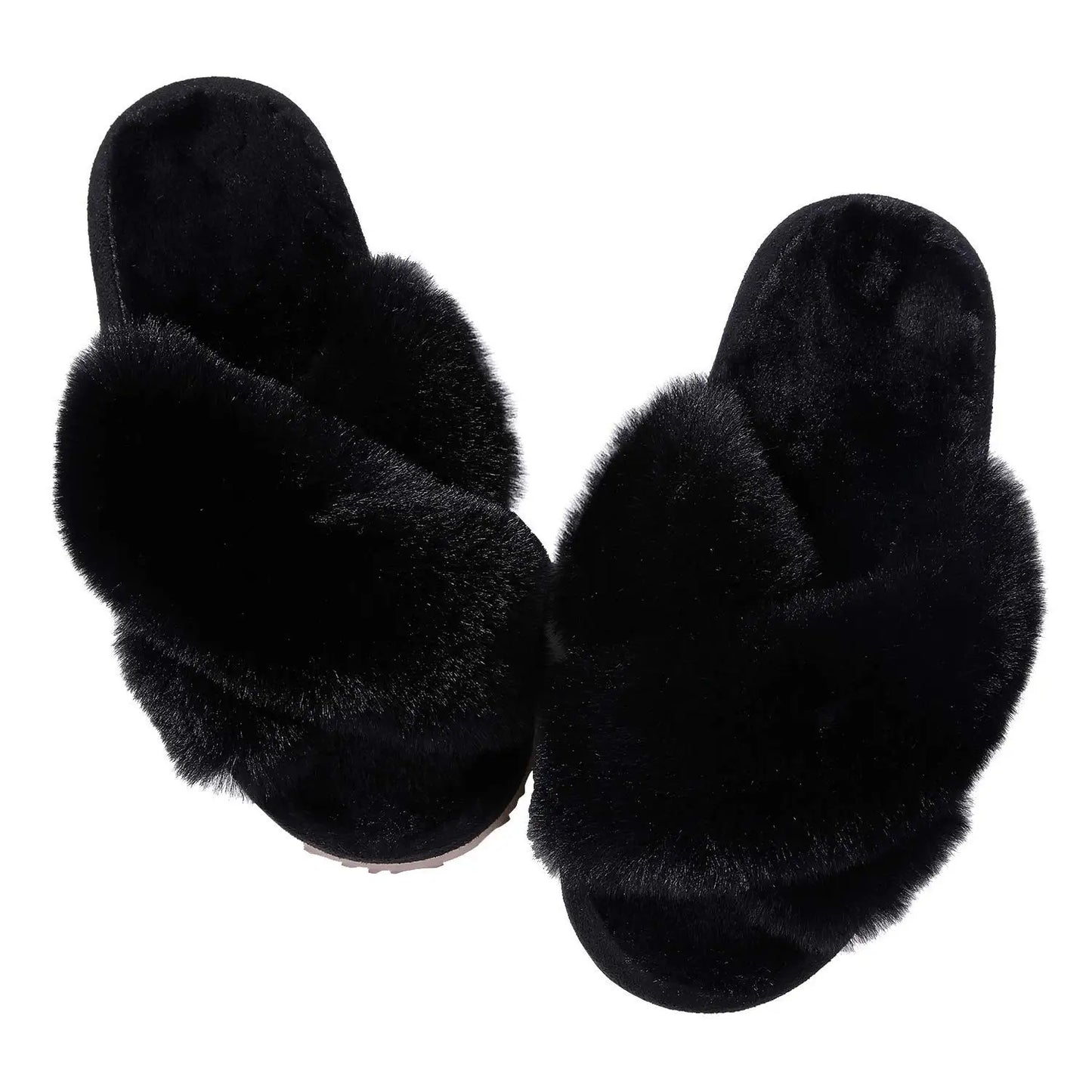 Litfun Fashion Fur Slippers For Women Winter Soft Bottom Cozy Fur Flip Flops Female Indoor Home Fluffy Short Plush Fuzzy Slides.