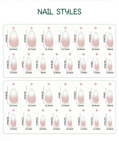 NAILPOP 150Pcs 4 in 1 Ombre Gel Nail Tips White Gradient Soft Gel False Nail Tips Soak Off Fake Nails Extensions DIY 15 Sizes.