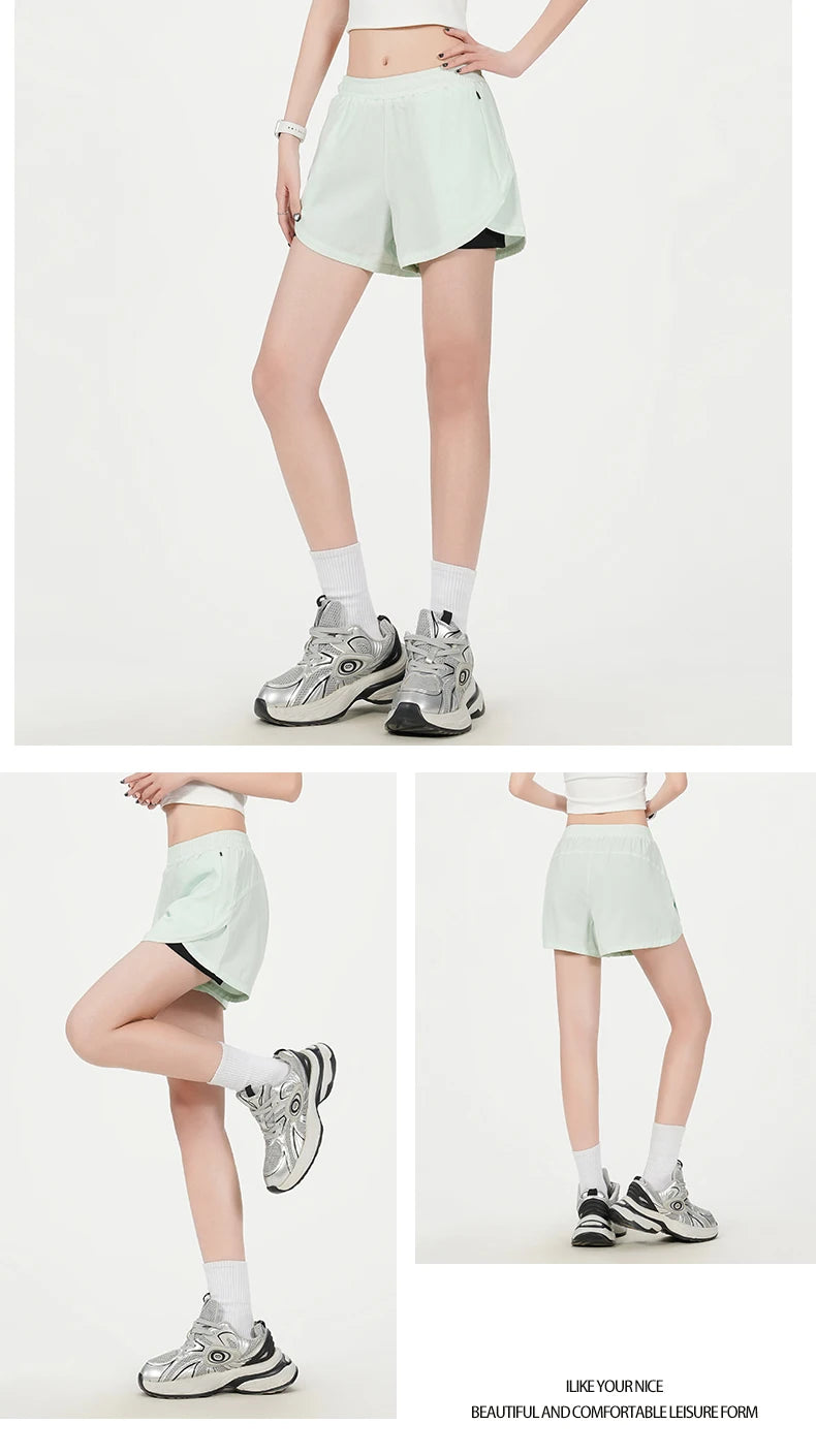 Yoga Short Pants Women Double Design Short Lightweight Comfortable Quick Dry Breathable Fitness Sport Anti-exposure Shorts Pants.