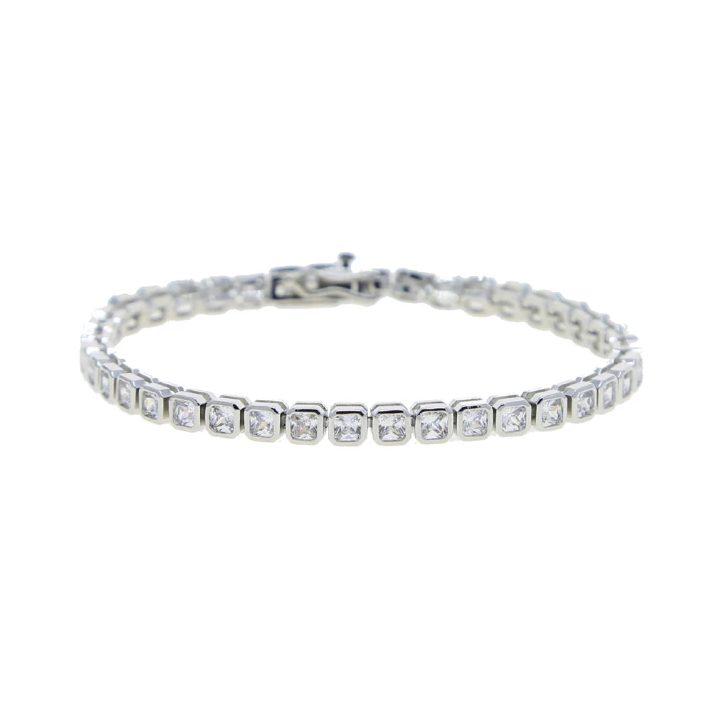 Various Shaped Geometric Bezel Cubic Zirconia 5A CZ Tennis Chain Bracelet Classic Fashion Women Jewelry.