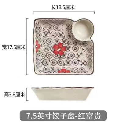 8/10Inch French Vintage Rose Ceramic Plate European Style Dinner Dishe Plates Salad Dessert Dinner Dish Household Art Tableware.