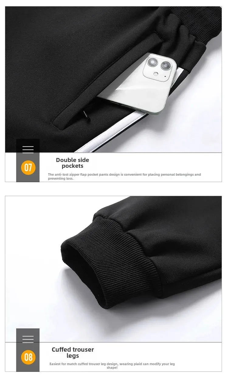 New Casual Men's Sport Suit Striped Ankle-Length Cotton Stand Collar Jacket With Three Buttonts Slim Fit Pants 2-Piece Set