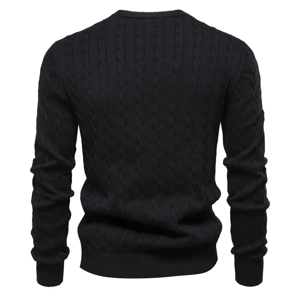 2024 High-quality Men's Sweater Pullover New Deer Embroidery Solid Color Knitted Sweater Men's Knit Sweaters  Men Clothing