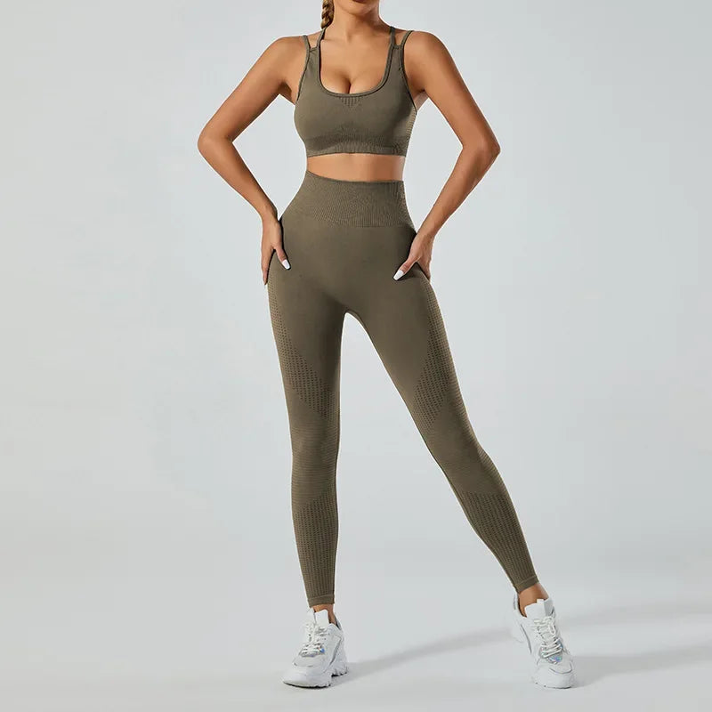 In-stock Women's Yoga Suit Five-piece Set Seamless Fitness Wear For Running Sports Top Leggings From Mainland China