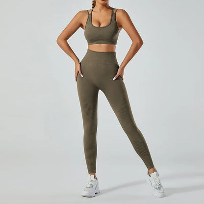 In-stock Women's Yoga Suit Five-piece Set Seamless Fitness Wear For Running Sports Top Leggings From Mainland China