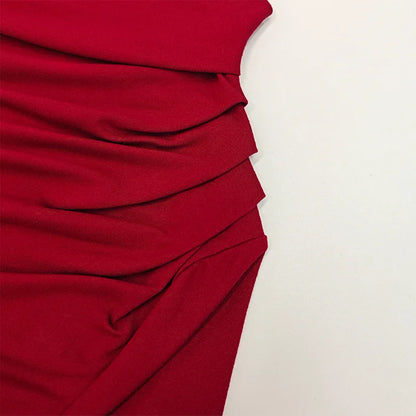 New fashion women's casual slim fit pleated high neck long sleeved solid color top t-shirt