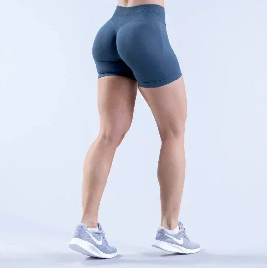 Summer High Waisted Yoga Shorts Women  Fashionable and Sexy Running Fitness Pants Solid Color High Elastic Yoga Leggings