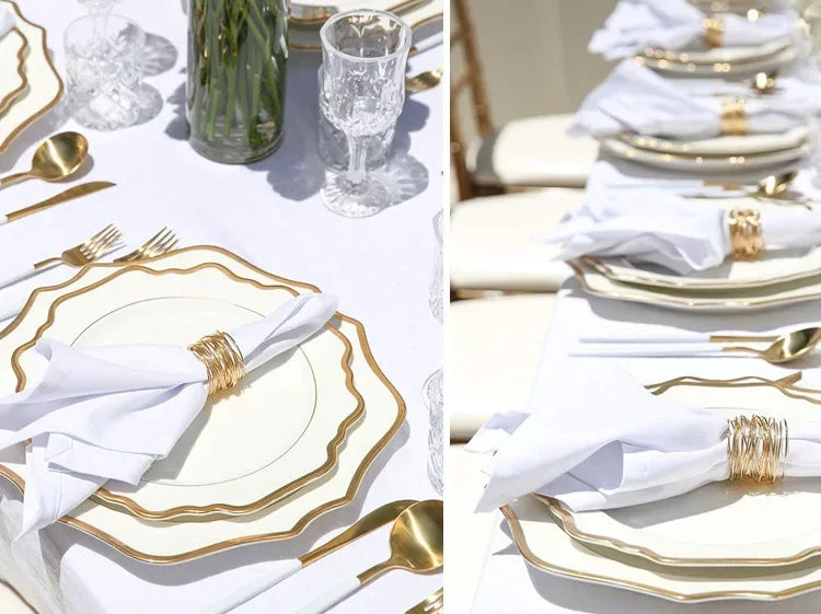 Multi Size Nordic Phnom Penh White Sun Flower Ceramic Plate Set Restaurant Wedding Household Bone China Western Steak Salad Dish.