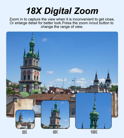 Ourlife AC600 Digital Camera 4K 64MP UHD Cameras 18X Digital Zoom 180° Flip Screen Vintage Vlogging Camera for YouTube Autofocus.