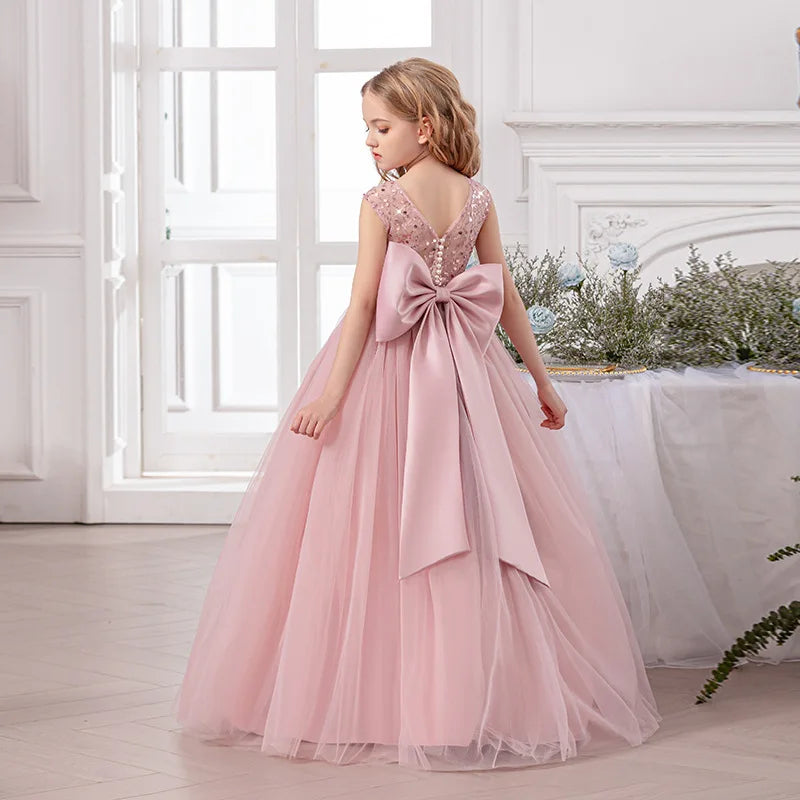 Brautjungfer Hochzeitskleid Blumenmädchen Prinzessin Kleid Elegante Mädchen Partykleider Klavier Performance Kleid Kinder Ballkleid.