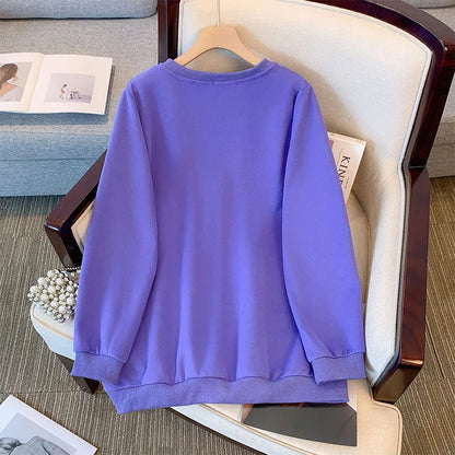 150kg plus size Damen büste Herbst Frühling loser V-Ausschnitt Brief druck Langarm Sweatshirt 6xl 7xl 8xl 9xl 10xl.