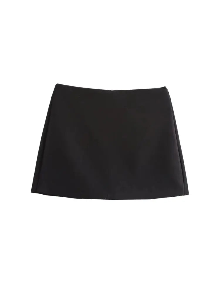 High Waist Solid Skort for Women Fashion Side Zipper Female Shorts Skirts Mujer.