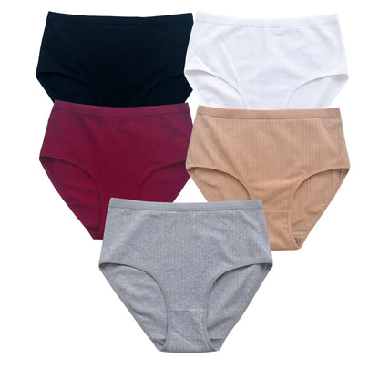5Pcs/Set High Rise Cotton Panties Women Sexy Lingerie Solid Color Briefs Female Seamless Underwear Comfort Intimates.