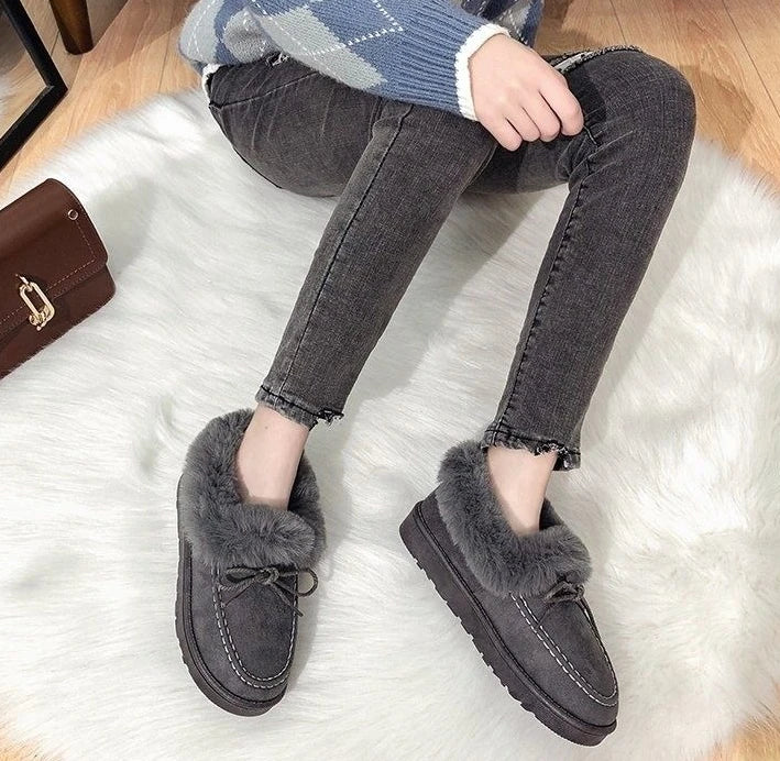 Bow Round Toe Flat Fleece-lined Woman Shoes Trend 2025 Y2k Chic and Elegant Winter Novelty Padded Sale Hot Snow Boots for Women